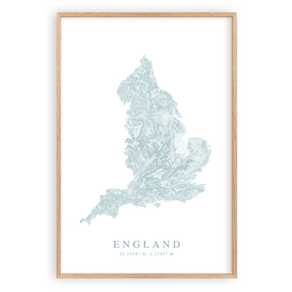 england map print in wood frame