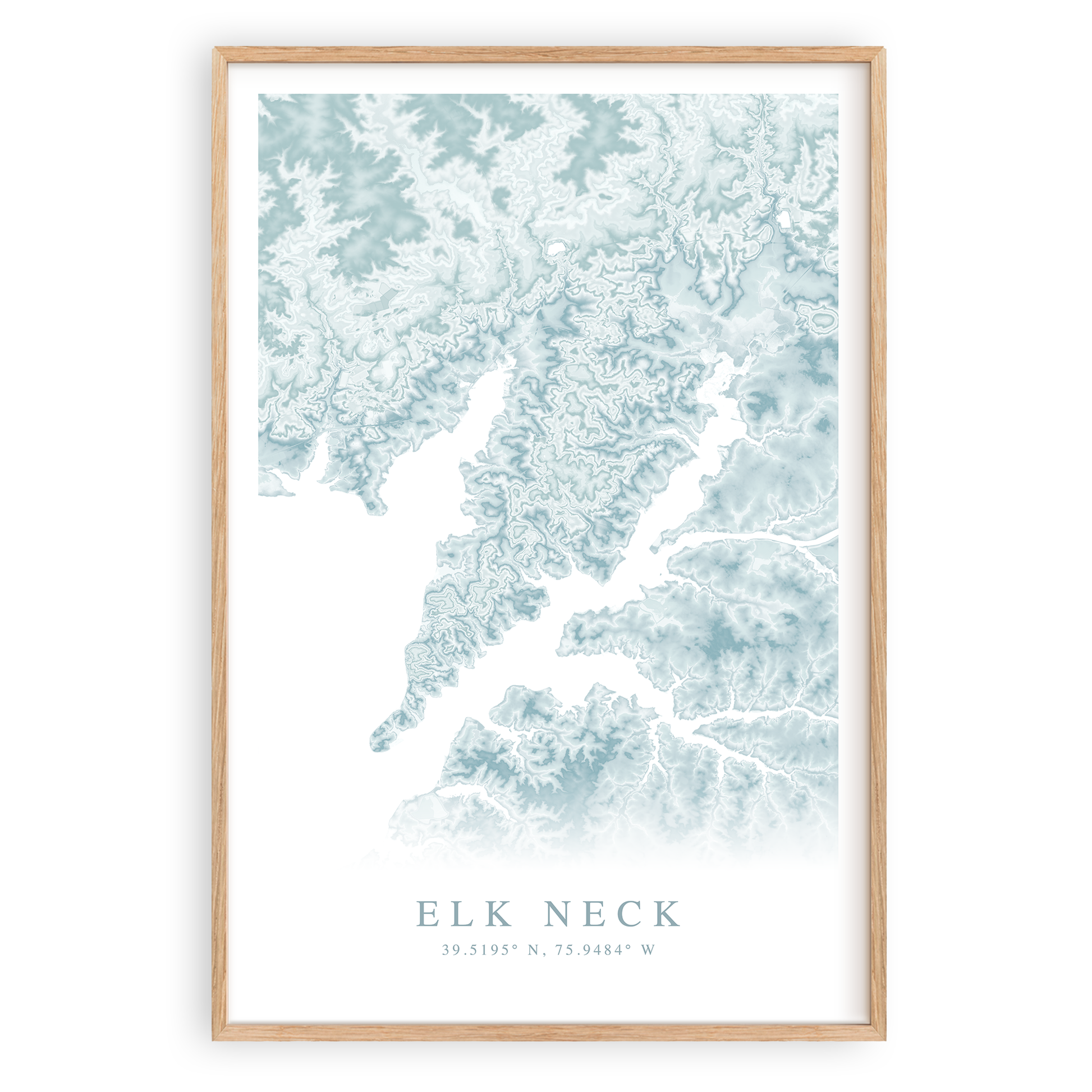 elk neck maryland map print in wood frame