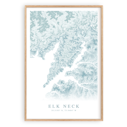 elk neck maryland map print in wood frame