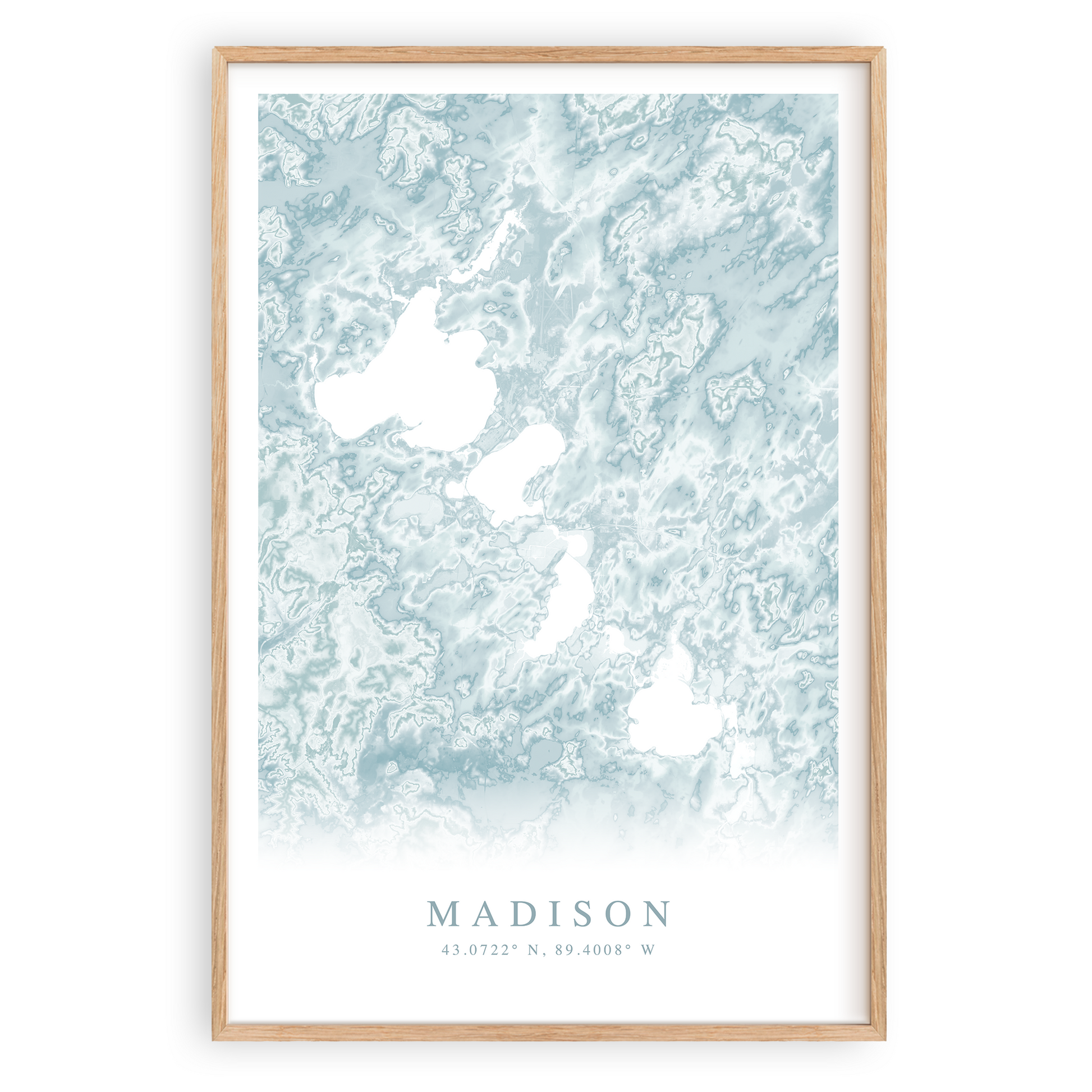 madison wisconsin map print in wood frame