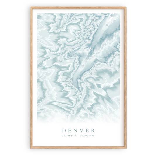 denver colorado map print in wood frame