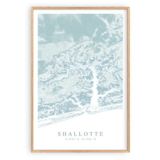 shallotte north carolina map print in wood frame